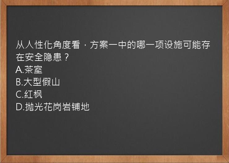 从人性化角度看，方案一中的哪一项设施可能存在安全隐患？